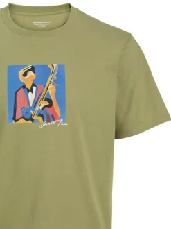 T-shirt en coton tilleul imprimé cubisme à coupe regular et col rond