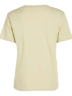 T-shirt en coton tilleul uni avec un col v et une coupe droite