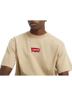 T-shirt en coton tilleul uni à coupe droite, col rond et logo de la marque