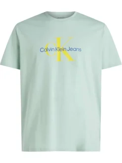 T-shirt en coton turquoise avec un imprimé une coupe droite et un col rond