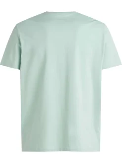 T-shirt en coton turquoise avec un imprimé une coupe droite et un col rond