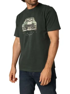 T-shirt en coton vert avec un imprimé fantaisie et des manches courtes