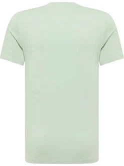 T-shirt en coton vert clair à col rond et avec le logo imprimé en grand