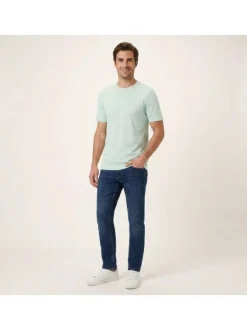 T-shirt en coton vert à coupe droite pourvu d'un col rond et du logo "BOSS"