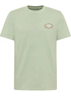 T-shirt en coton vert d'eau uni avec une coupe droite et un col rond