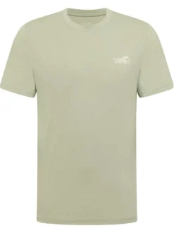 T-shirt en coton vert d'eau uni avec une coupe droite et un col rond