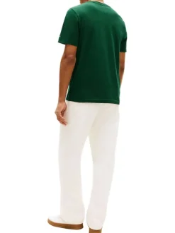 T-shirt en coton verte à coupe droite pourvu de manches courtes