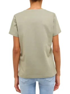 T-shirt en coton vert tilleul avec un logo imprimé et des manches courtes