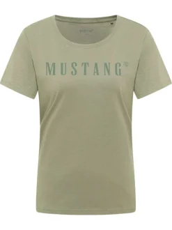 T-shirt en coton vert tilleul avec un logo imprimé et des manches courtes