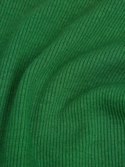 T-shirt en coton vert uni avec une coupe droite et un col rond