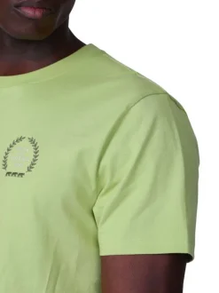 T-shirt en coton vert uni avec une coupe droite et un col rond