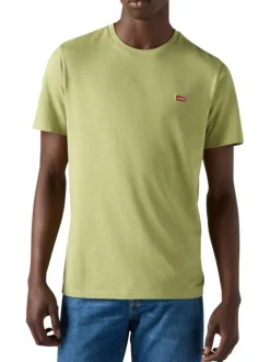 T-shirt en coton vert uni à coupe droite avec le logo brodé à la poitrine