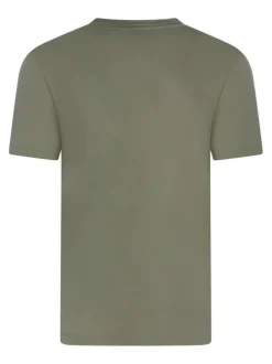 T-shirt en coton vert uni à coupe droite et imprimé nom de la marque