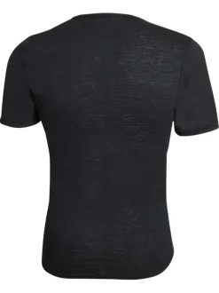 T-shirt en laine mélangée noir chiné à coupe près du corps et col rond