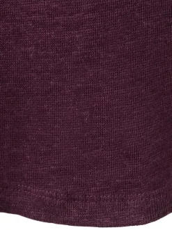 T-shirt en lin bordeaux uni pourvu d'une coupe droite et d'un col rond