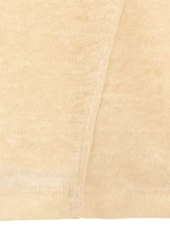 T-shirt en lin jaune uni pourvu d'une coupe droite et d'un col rond