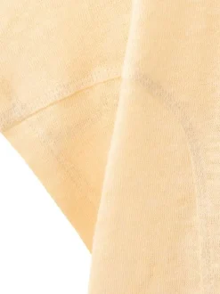 T-shirt en lin jaune uni pourvu d'une coupe droite et d'un col rond