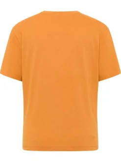 T-shirt Floris en coton orange à imprimé texte, coupe droite et à col rond