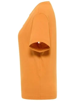 T-shirt Floris en coton orange à imprimé texte, coupe droite et à col rond