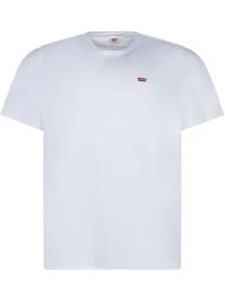 T-shirt grande taille blanc en coton uni avec logo coupe droite col rond