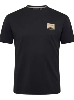 T-shirt Grande Taille en coton noir à imprimé paysage droit et col rond