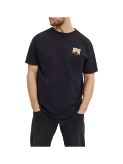 T-shirt Grande Taille en coton noir à imprimé paysage droit et col rond