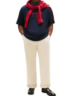 T-shirt grande taille en coton recyclé marine avec un imprimé rouge