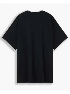 T-shirt grande taille noir en coton uni avec logo coupe droite col rond