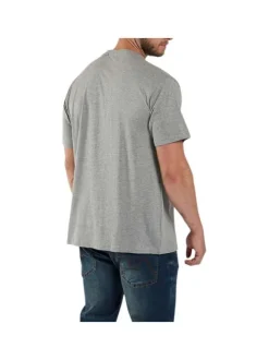 T-shirt gris chiné en coton avec un col rond et une coupe droite