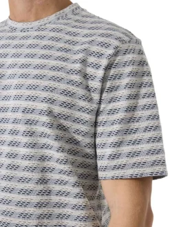 T-shirt gris structuré à motifs avec une coupe droite et un col rond