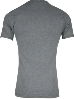 T-shirt gris uni avec une coupe droite un col en V et des manches courtes