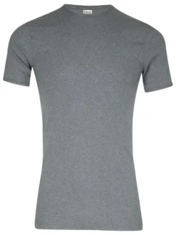 T-shirt gris uni en coton premium avec manches courtes et col rond