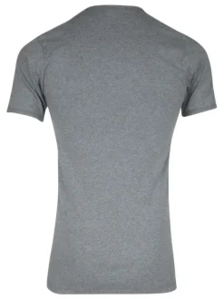T-shirt gris uni en coton premium avec manches courtes et col rond
