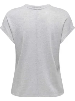 T-shirt gris uni pourvu d'une coupe ajustée et de manches courtes