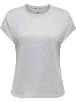T-shirt gris uni pourvu d'une coupe ajustée et de manches courtes