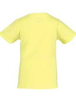 T-shirt jaune en coton motif papillon à manches courtes réversibles et col rond