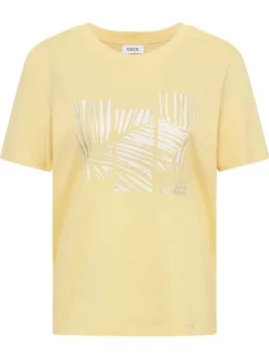 T-shirt jaune uni avec une coupe droite et des manches courtes