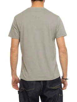 T-shirt kaki imprimé avec une coupe droite et des manches courtes