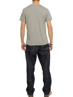 T-shirt kaki imprimé avec une coupe droite et des manches courtes
