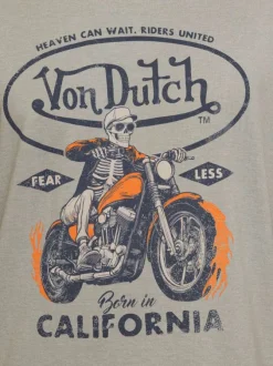 T-shirt kaki imprimé avec une coupe droite et des manches courtes
