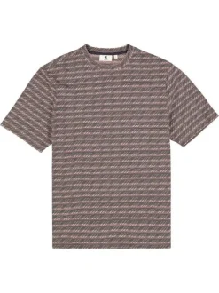 T-shirt kaki structuré à motifs avec une coupe droite et un col rond