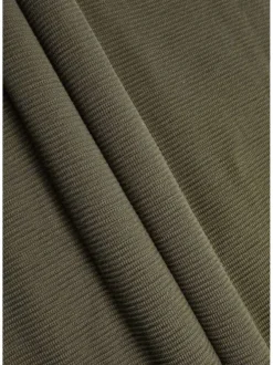 T-shirt kaki uni coupe droite avec un col rond et un empiècement à la poitrine