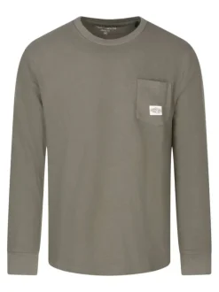 T-shirt kaki uni en coton avec une coupe droite et un col rond