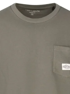 T-shirt kaki uni en coton avec une coupe droite et un col rond