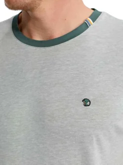 T-shirt kaki uni pourvu de manches courtes et d'un col rond