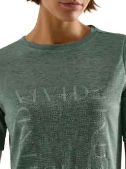 T-shirt kaki uni pourvu d'un col rond et de manches courtes