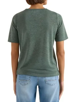 T-shirt kaki uni pourvu d'un col rond et de manches courtes