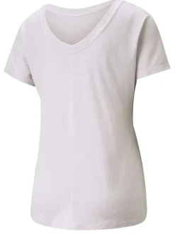 T-shirt lilas fantaisie coupe régular avec un col rond et le logo floqué pailletté