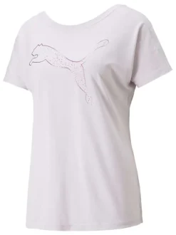 T-shirt lilas fantaisie coupe régular avec un col rond et le logo floqué pailletté