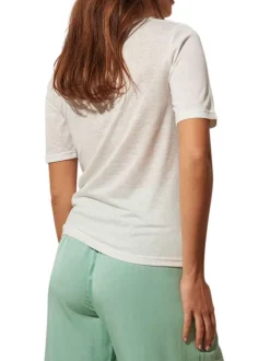 T-shirtà mancehs courtes blanc uni avec une coupe droite et un col v